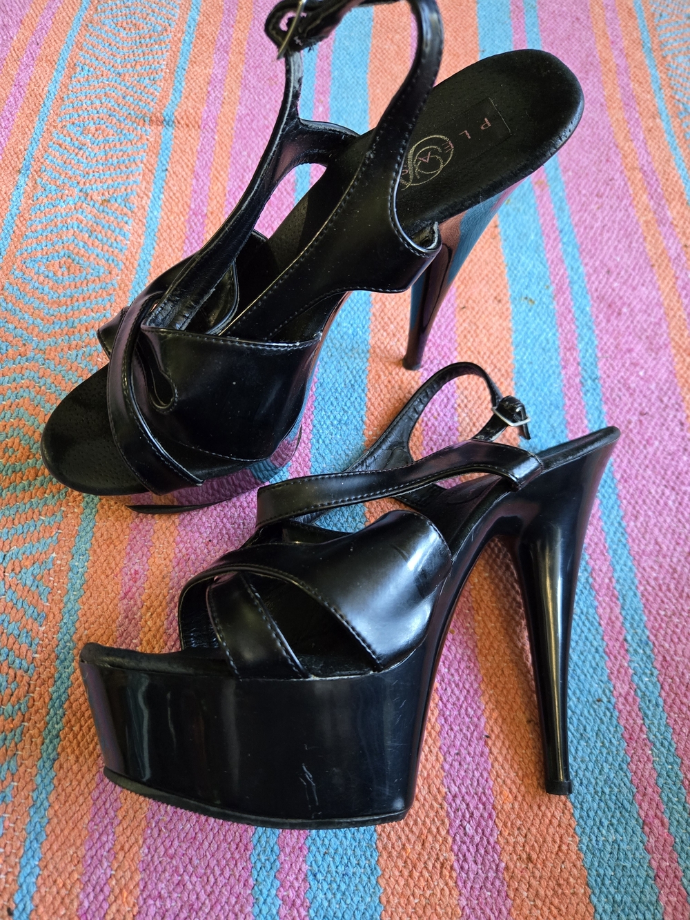 Pleaser Black Patent Platform Stiletto Heels